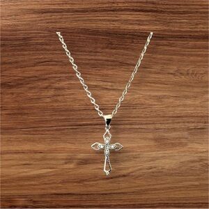 Elegant 925 Sterling Silver Cross Pendant Free Chain Necklace
